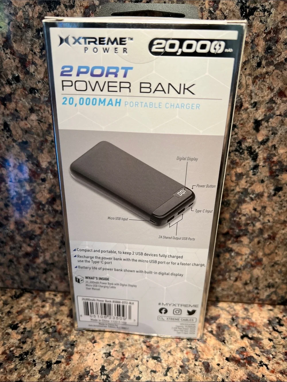 20,000mAh 2-Port Power Bank - portable charger. Black by  Xtreme Power